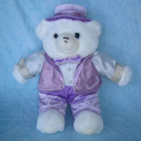 💜 2004 DanDee Easter Keepsake Teddy Bear Toy Stuffed Animal Lavender Purple Tux - Picture 1 of 11